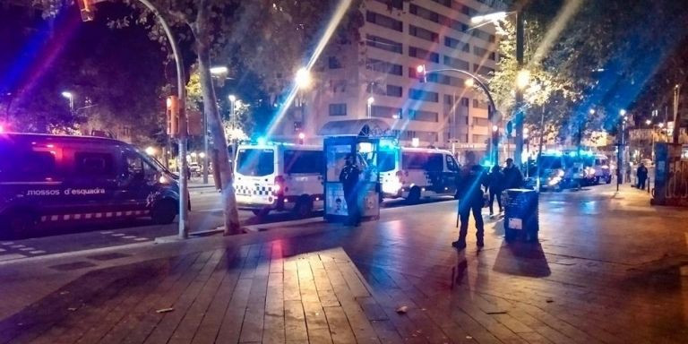 Efectivos policiales junto al parque de les Tres Xemeneies