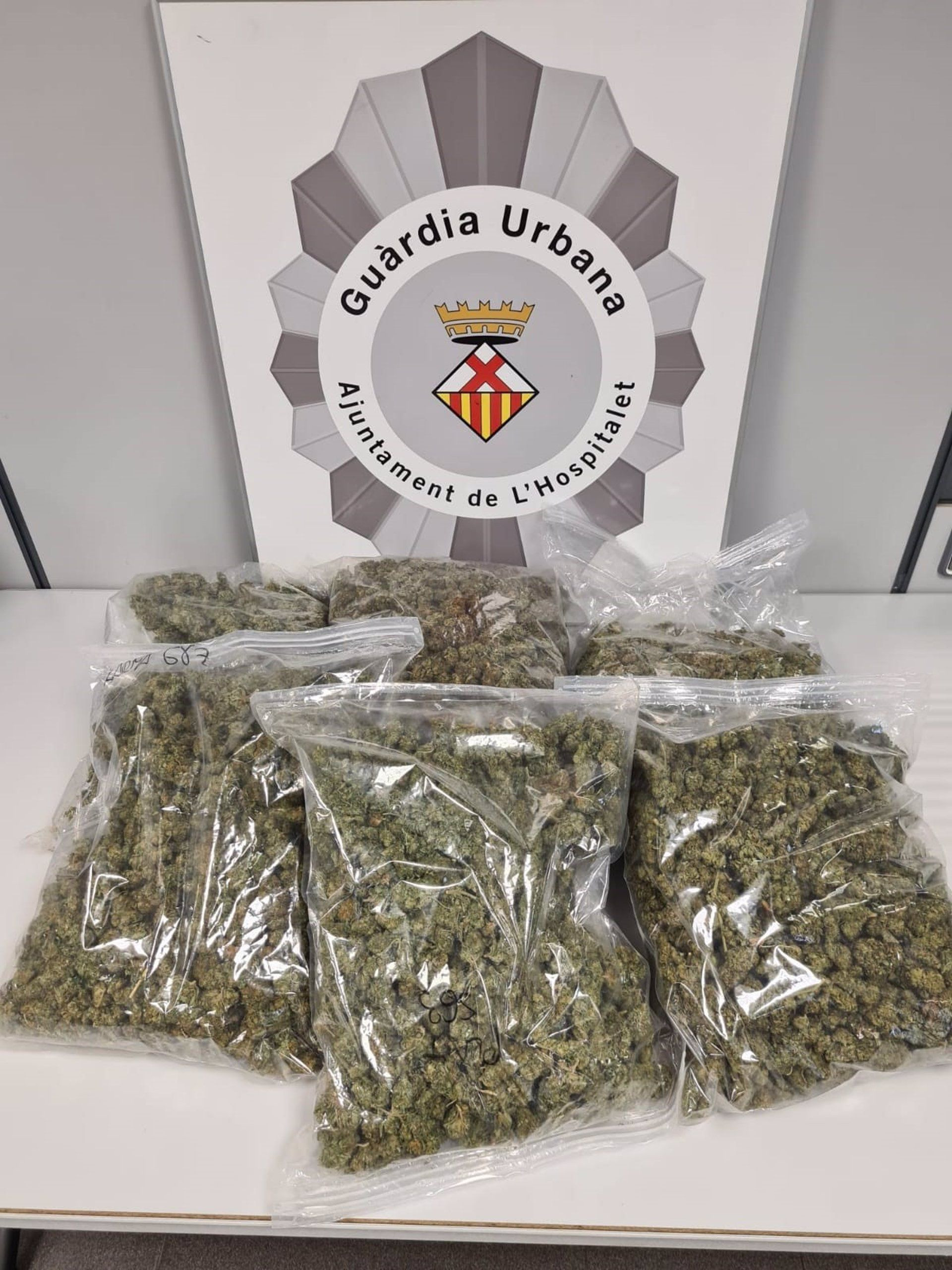 Kilos de marihuana incautada durante un operativo policial en L'Hospitalet de Llobregat / GUARDIA URBANA HOSPITALET