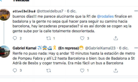 Críticas a Rodalies por la falta de alternativas de transporte tras los cortes entre El Clot y Badalona / REDES SOCIALES