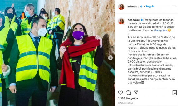 Imagen del supuesto striptease de Ada Colau frente a Ábalos / INSTAGRAM