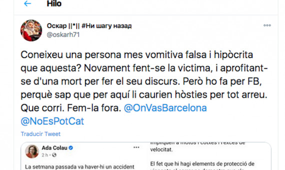 @oskarh71 se suma a las críticas contra Ada Colau / TWITTER