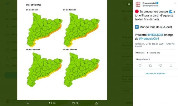 Alerta del Procicat en su cuenta de Twitter/ PROCICAT-TWITTER