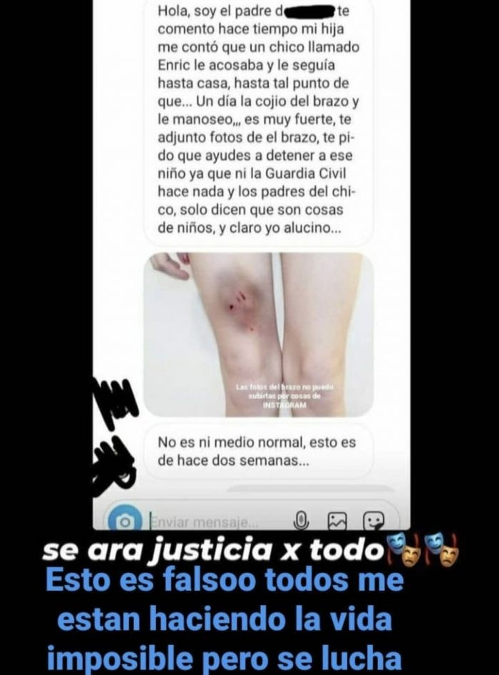 El menor agredido denuncia en Instagram las 'fake news' sobre él / REDES SOCIALES