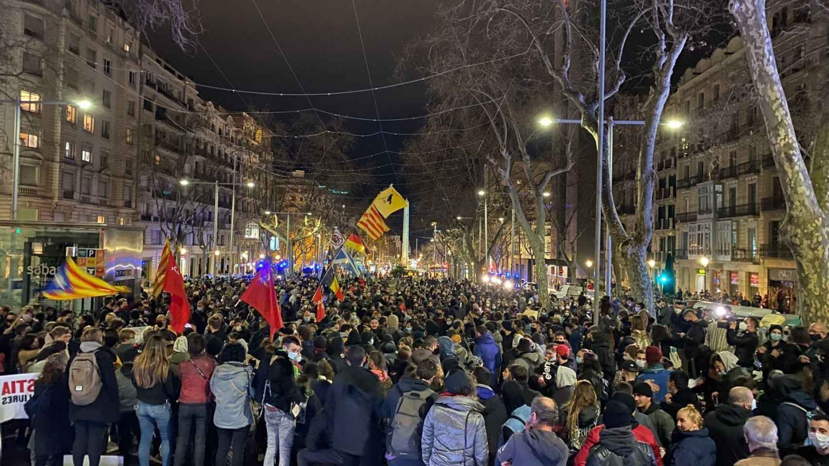 Manifestación este sábado en apoyo al rapero Pablo Hasél / @EugeniodOrs_