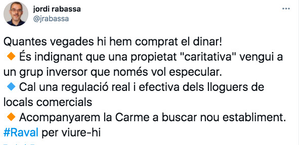 Tuit de Jordi Rabassa sobre la tienda Olla Framir / TWITTER JORDI RABASSA