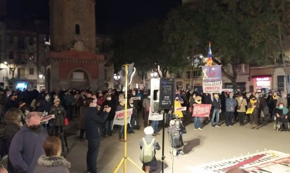 Manifestación de la ANC en Gràcia, este lunes / REDES SOCIALES