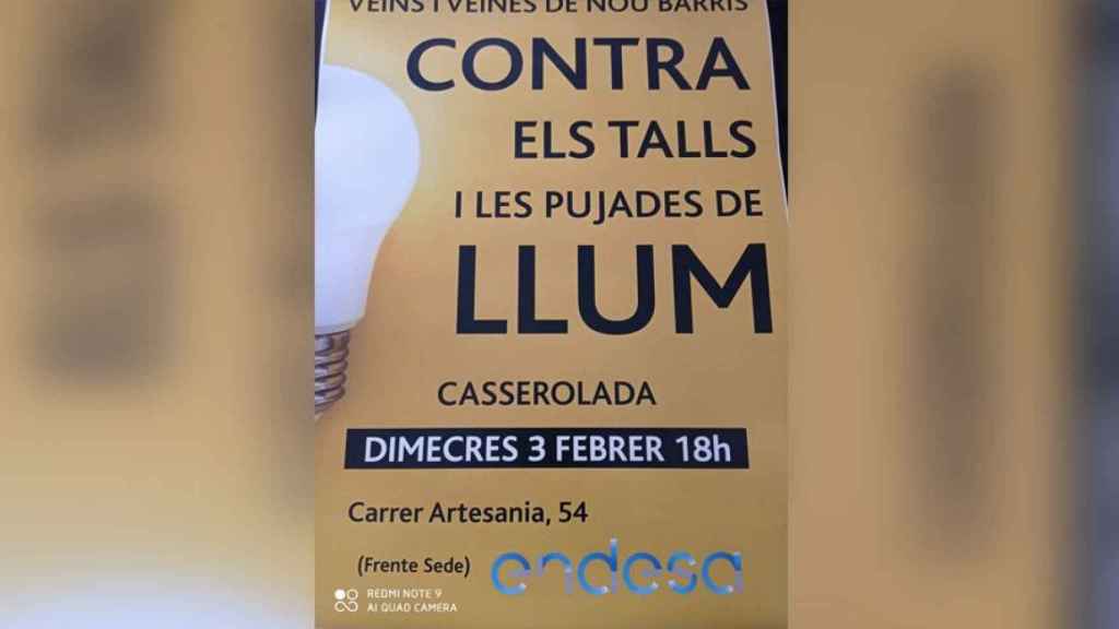 Cartel de los vecinos de Nou Barris contra los cortes de luz de Endesa / TWITTER