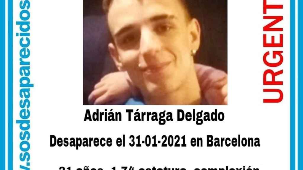 Adrián Tárraga Delgado, desaparecido en Barcelona / SOS DESAPARECIDOS