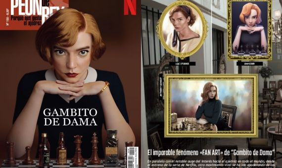 Revista Peón de Rey, con Beth Harmon en portada / PEÓN DE REY