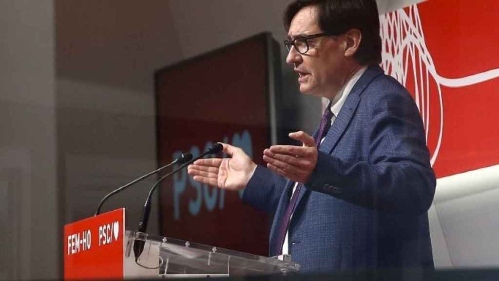 Salvador Illa durante un acto electoral del PSC en Barcelona / EFE - QUIQUE GARCÍA