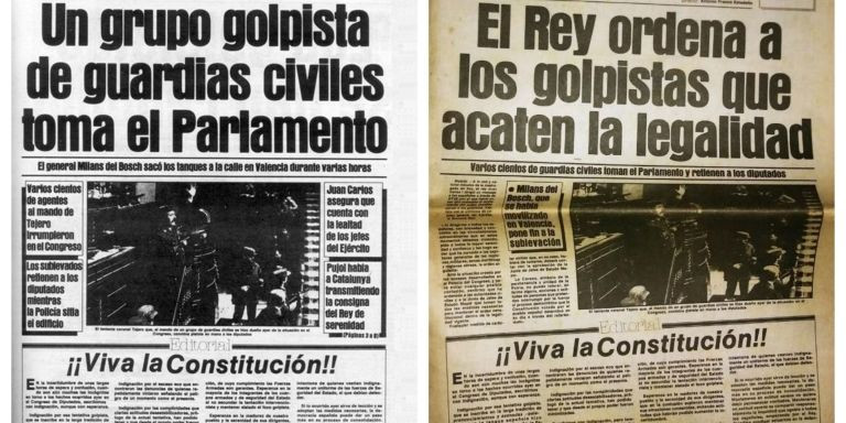 Dos portadas de 'El Periódico' sobre el 23F / EL PERIÓDICO