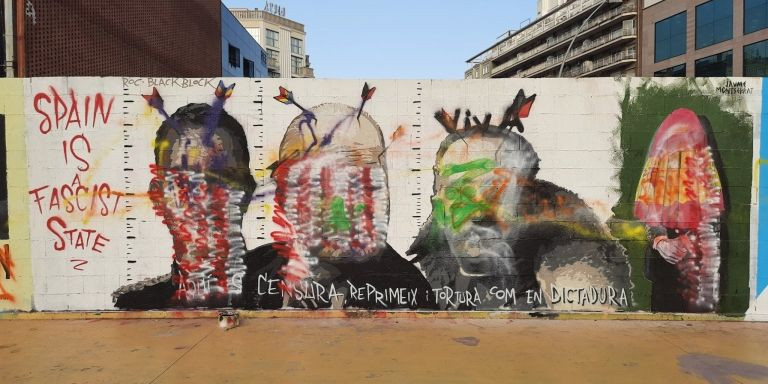El mural de Roc Blackblock en Les Tres Xemeneies, vandalizado / REDES SOCIALES - @DIEGOSALAZAR_