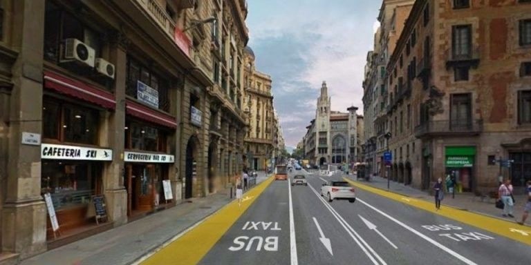 El proyecto inicial del carril peatonal de vía Laietana sin protección / AYUNTAMIENTO DE BARCELONA