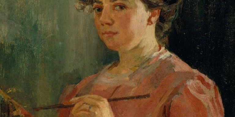 Detalle de un autoretrato, de Lluïsa Vidal, 1899/ MNAC