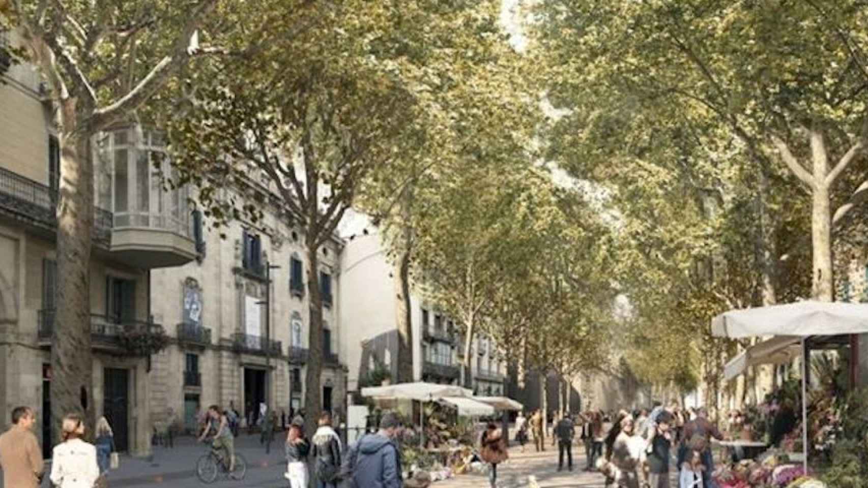 Render de La Rambla, tras la reforma / AYUNTAMIENTO DE BARCELONA