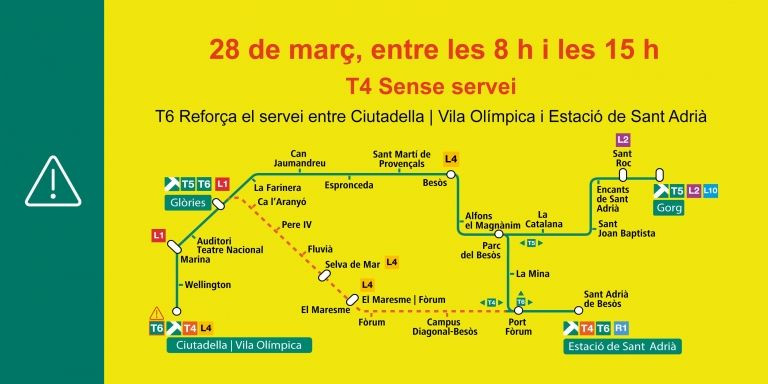 Afectaciones en el TramBesòs este domingo, 28 de marzo / TRAM