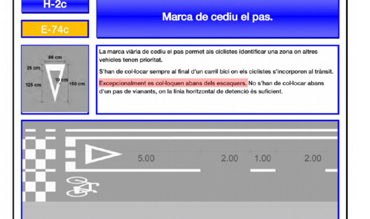 Sólo en los casos excepcionales se puede coloca un ceda el paso antes del ajedrez / AMICS DE LA BICI