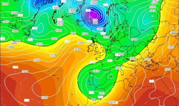 Una vaguada penetrará en la península ibérica durante el fin de semana / GFS Wetterzentrale