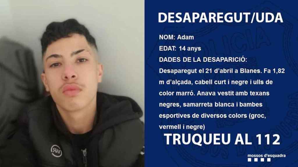 Adam, el menor desaparecido en Blanes / MOSSOS D'ESQUADRA