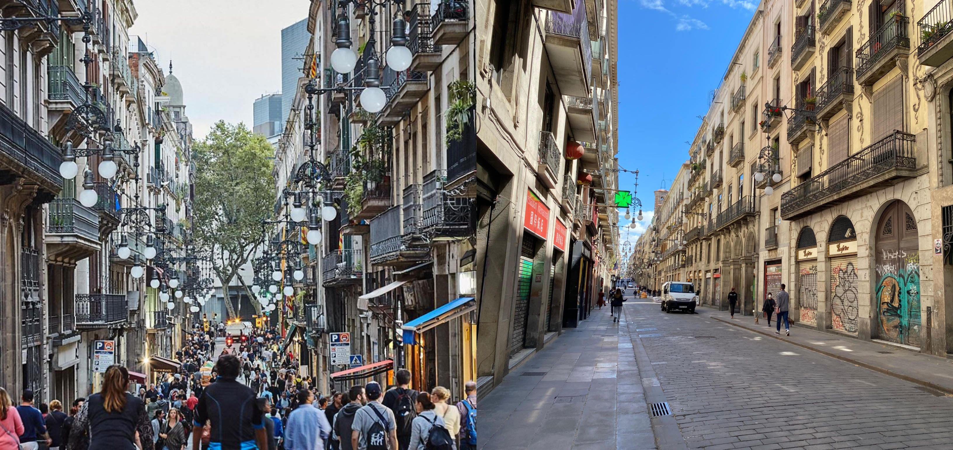 Contraste de la calle Ferran con y sin turistas / METRÓPOLI