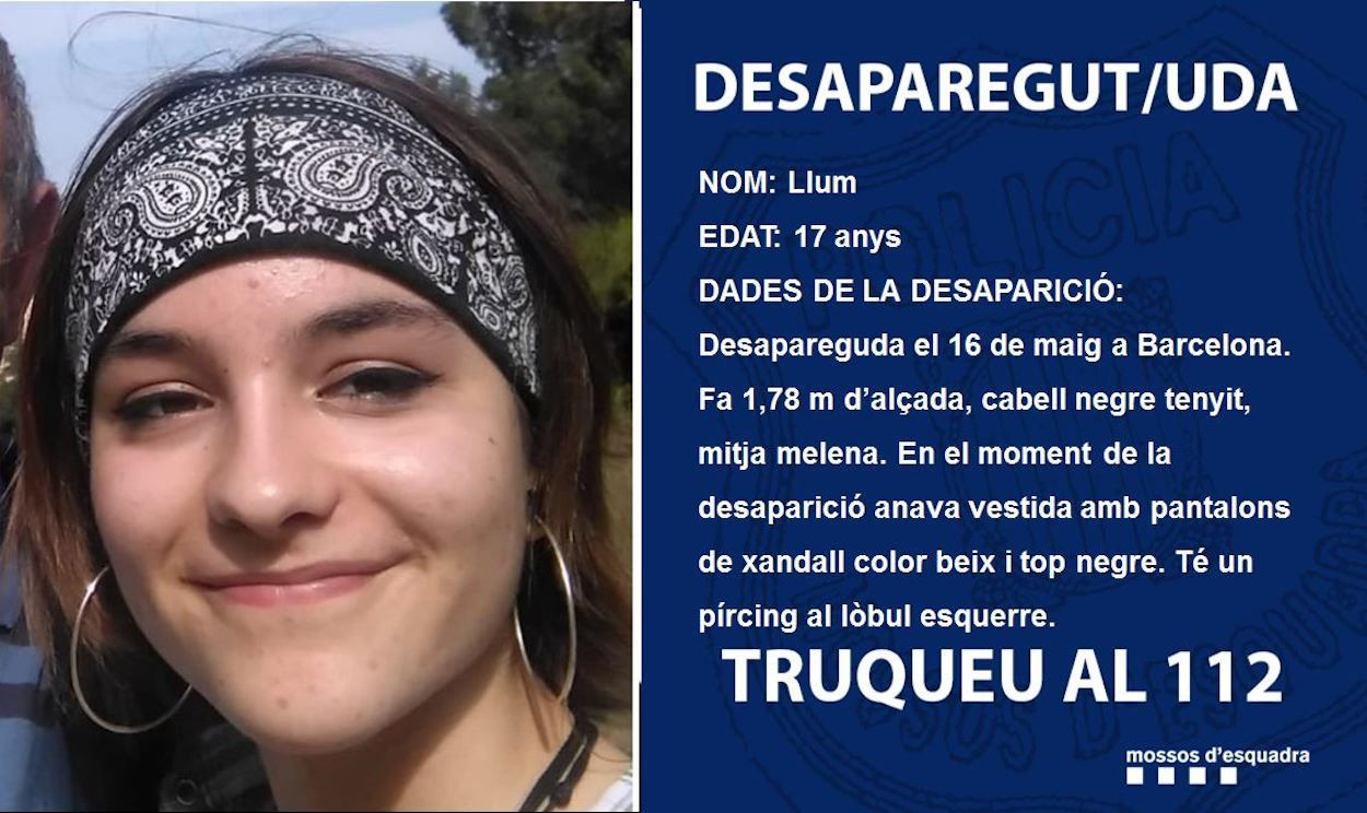 Cartel de los Mossos donde piden ayuda para encontrar a Llum