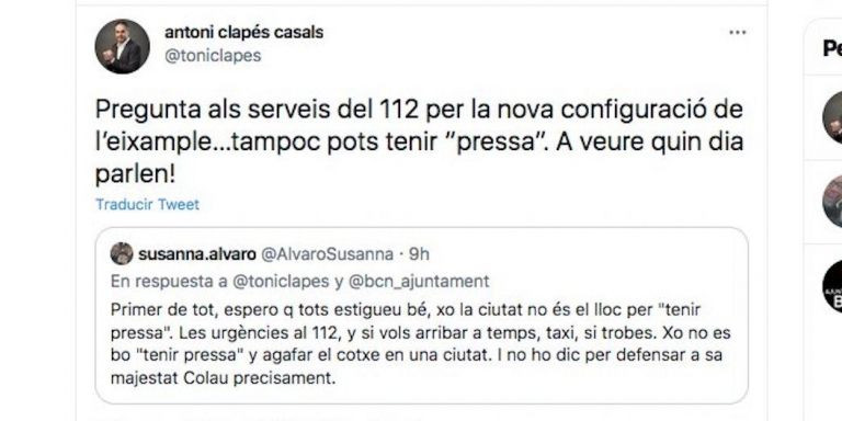 Tuits de Clapés contra Colau por las restricciones al tráfico en Barcelona / REDES SOCIALES