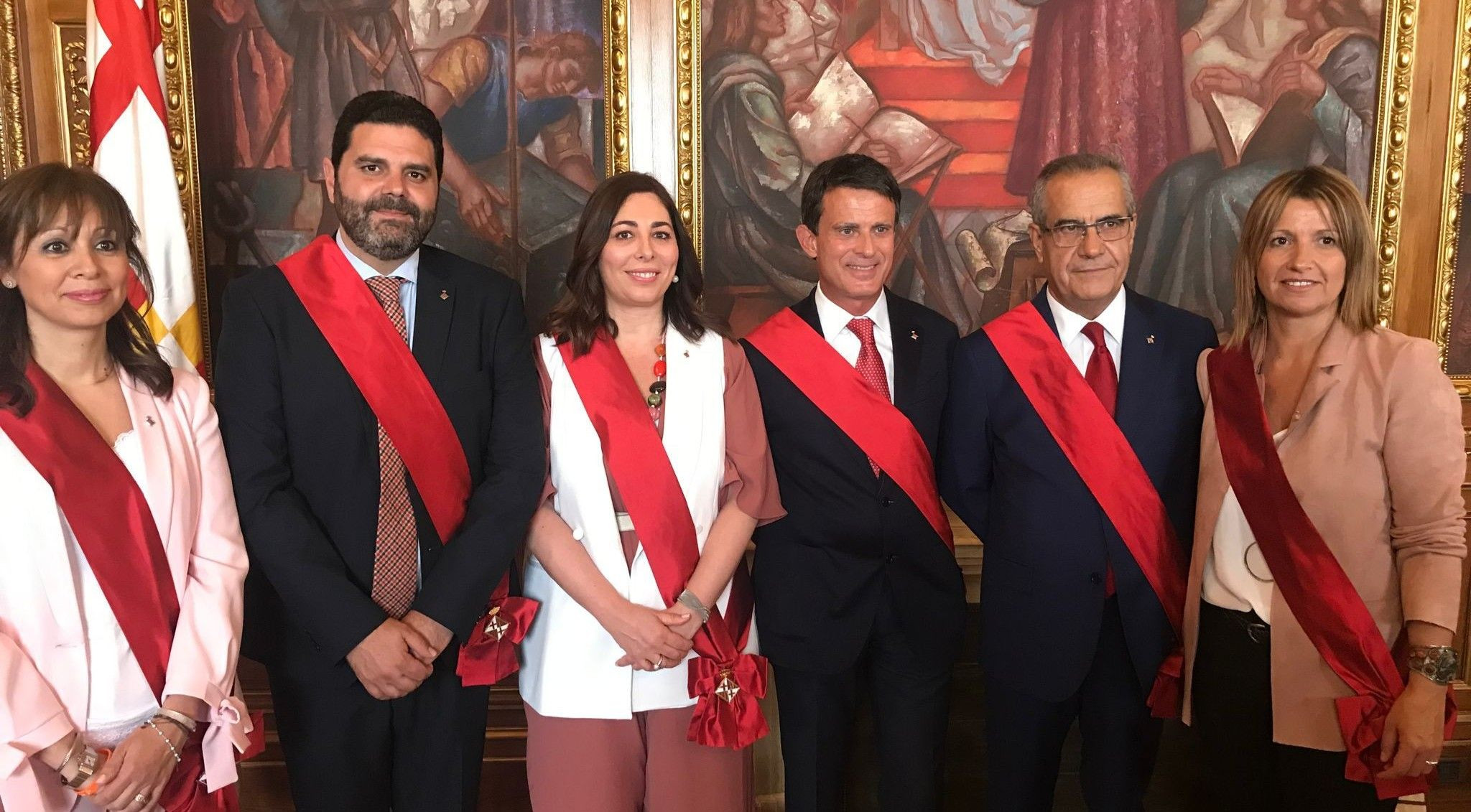 Los concejales de Barcelona pel Canvi-Ciutadans, Marilén Barceló (izquierda), Paco Sierra, Luz Guilarte, Manuel Valls, Celestino Corbacho y Eva Parera, en 2019 / CEDIDA