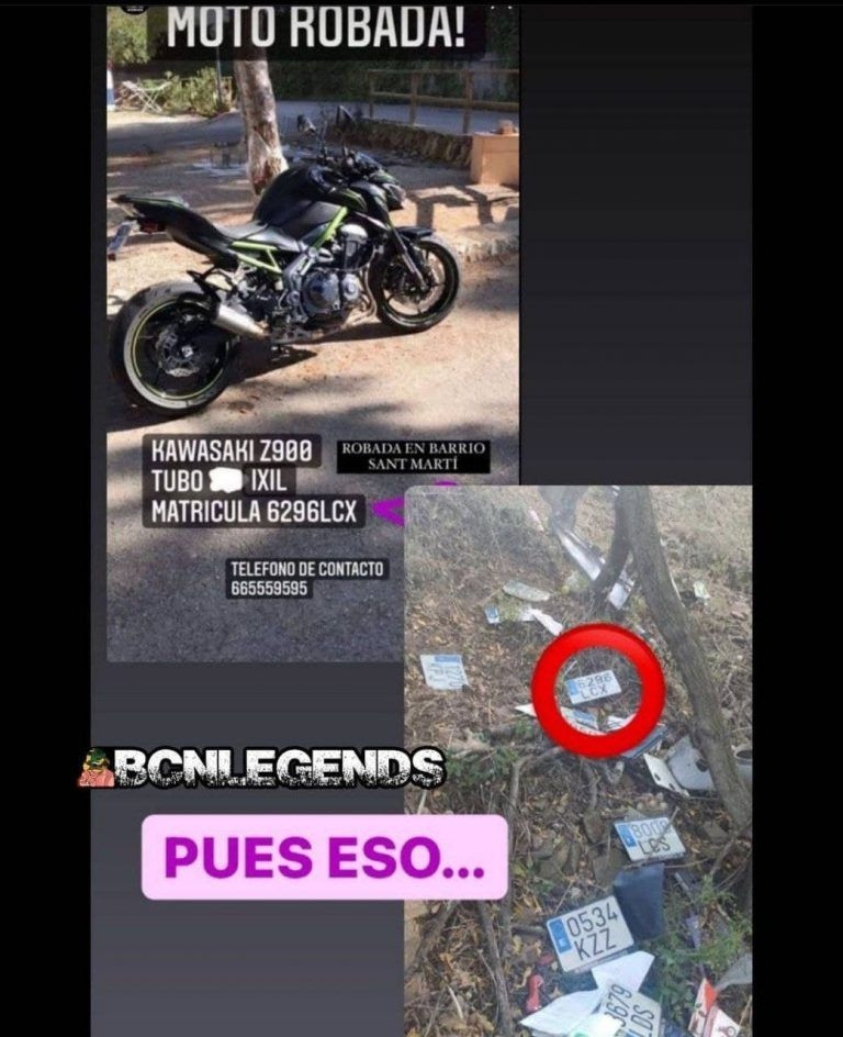 Joel reconoció su moto robada por la matrícula / 'BCN LEGENDS' - TELEGRAM