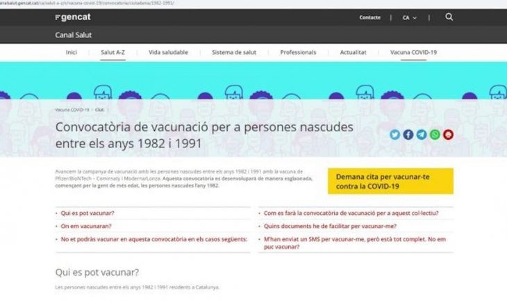 Salud anuncia por error la convocatoria de vacunación de los jóvenes de 30-39 años / SALUT