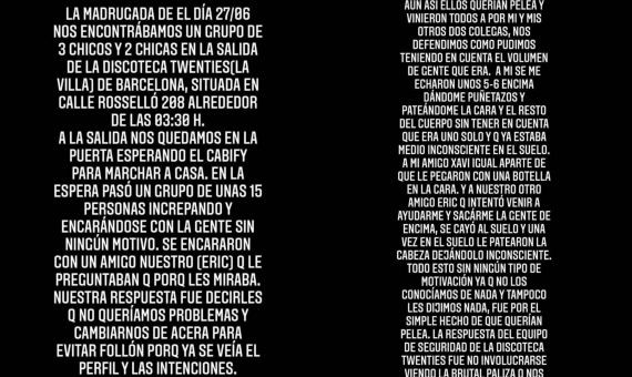 Mensajes de los agredidos que han difundido a través de las redes sociales / RRSS