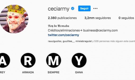 Perfil de Instagram de Ceciarmy / RRSS