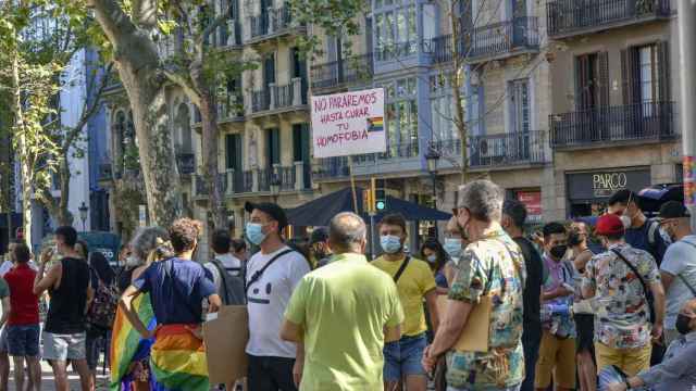 Concentración contra las agresiones homófobas en Barcelona