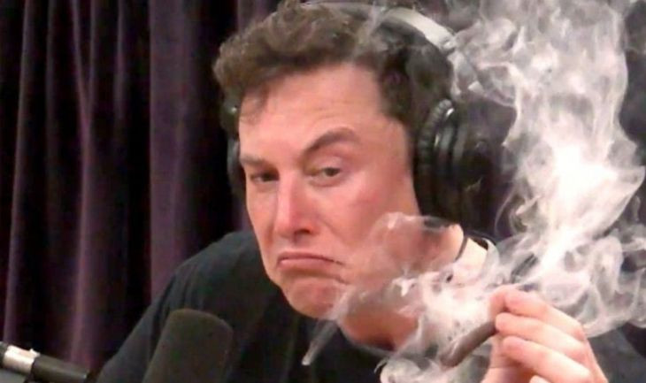 Elon Musk fumando un porro durante una entrevista