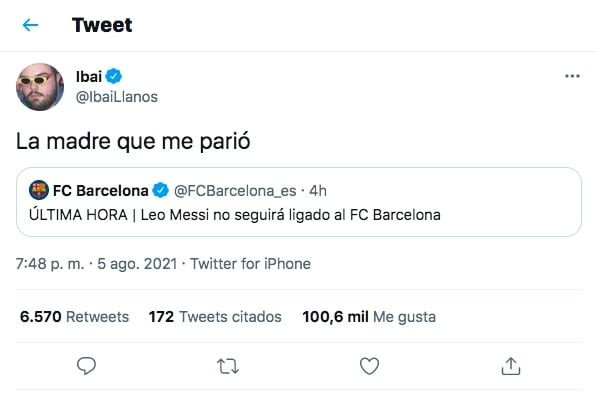 Ibai Llanos opina sobre la marcha de Messi / RRSS