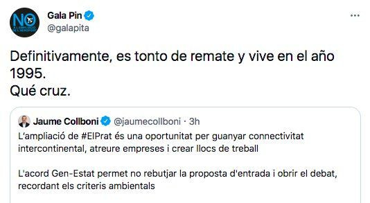 Gala Pin ataca a Jaume Collboni en Twitter