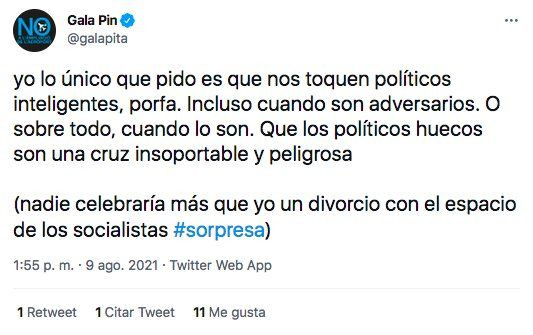 Gala Pin ataca a Jaume Collboni en Twitter