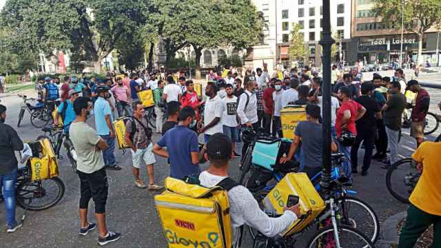 Protesta de trabajadores de Glovo / CARMEN JUARES