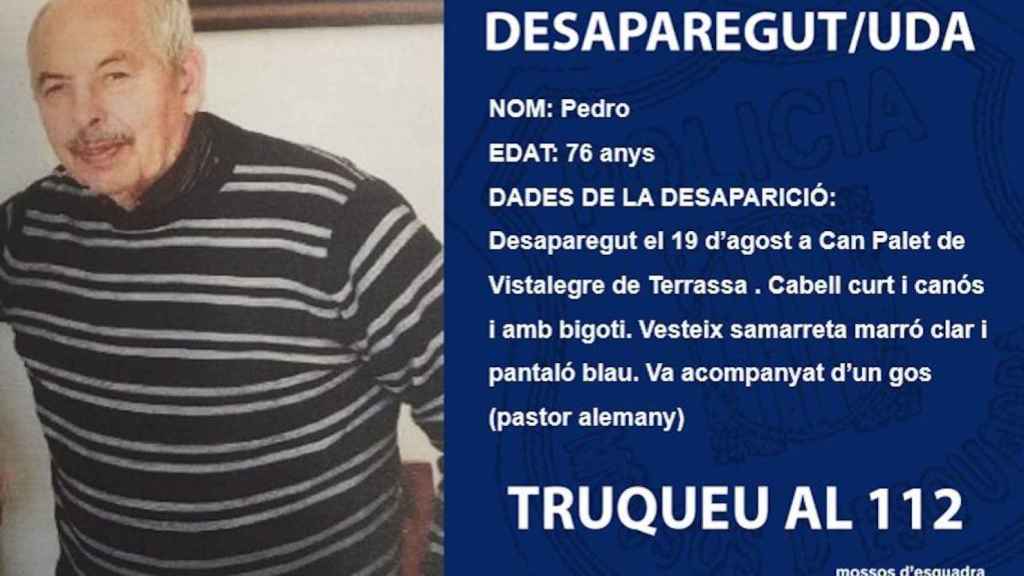 Pedro, el hombre hallado sano y salvo en Terrassa / MOSSOS D'ESQUADRA