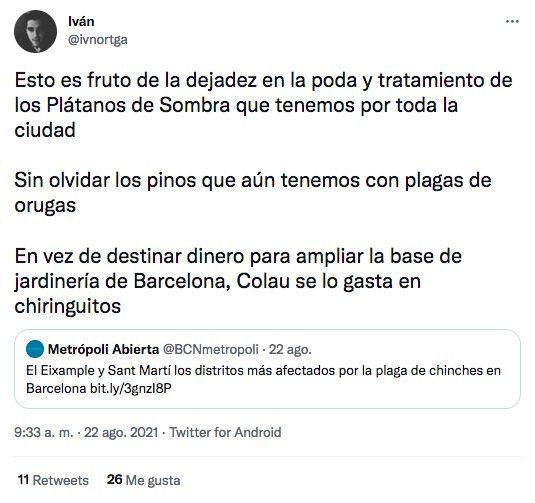 Vecinos protestan por la plaga de chinches en El Eixample y Sant Martí / TWITTER