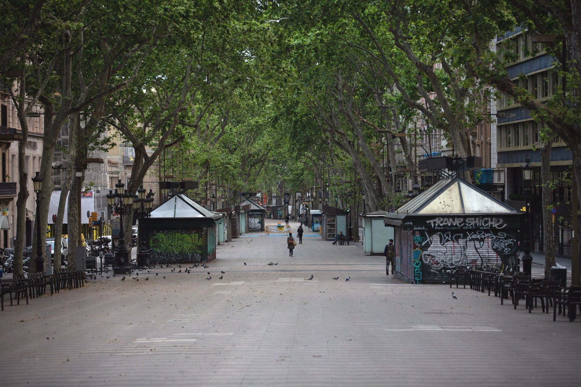 La Rambla de Barcelona vacía durante la pandemia de coronavirus en una imagen de archivo / EUROPA PRESS - David Zorrakino