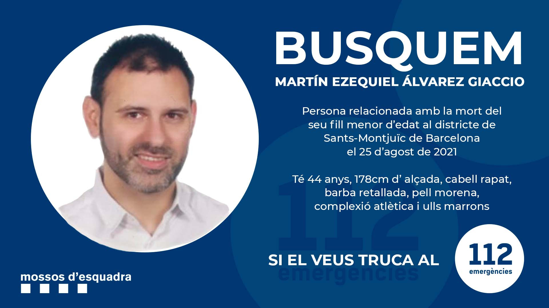 Descripción policial de Martín Ezequiel Álvarez Giaccio, el padre del menor asesinado / MOSSOS D'ESQUADRA