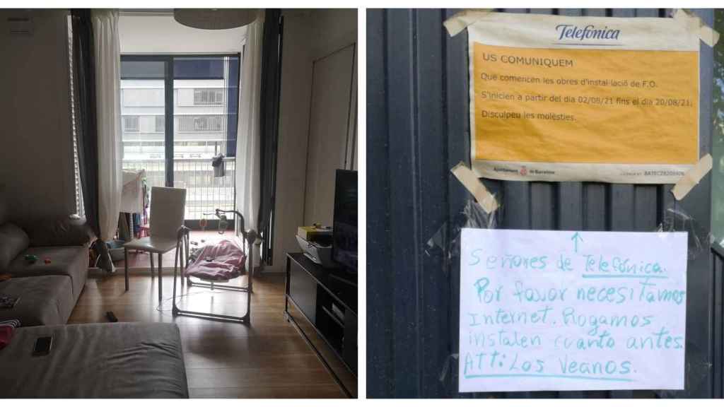 Mensaje de queja de los vecinos reclamando internet y uno de los pisos del edificio de Comte de Borrell / METRÓPOLI