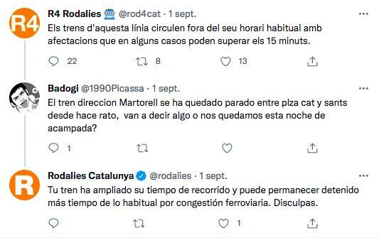 Quejas de los usuarios inundan el perfil de Twitter de Rodalies / REDES SOCIALES