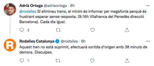 Quejas de los usuarios inundan el perfil de Twitter de Rodalies / REDES SOCIALES