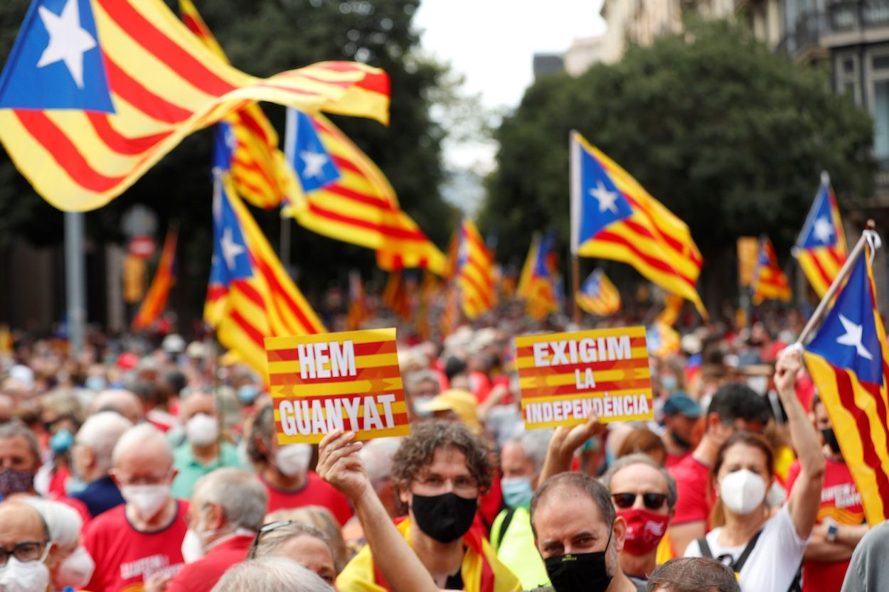 Asistentes de la manifestación independentista convocada por la ANC / EFE