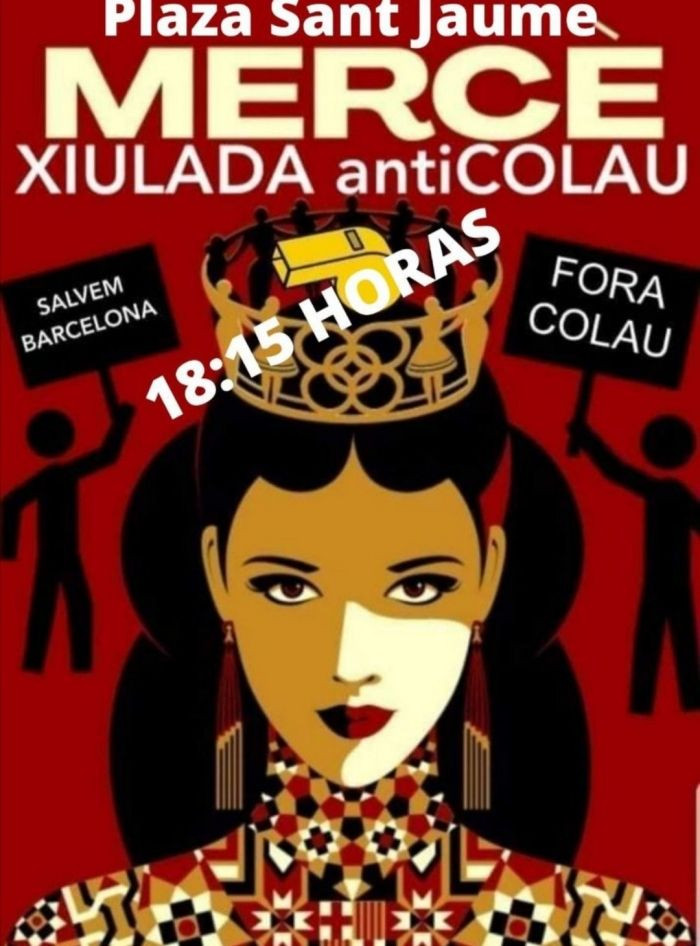 Cartel de la pitada a Colau en Sant Jaume / CEDIDA 