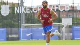 El 'Kun' Agüero en una sesión de entrenamiento del FC Barcelona / RRSS