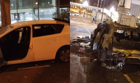 Coches destrozados por los disturbios en plaza Espanya / METRÓPOLI