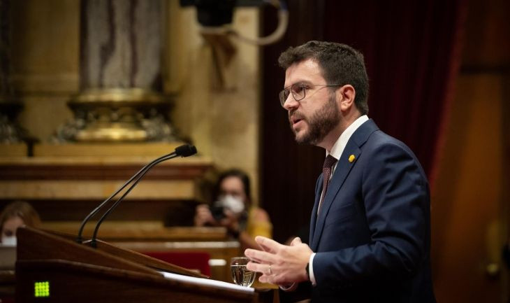 El presidente de la Generalitat, Pere Aragonès, en el Debate de Política General en el Parlament, el 28 de septiembre de 2021 / DAVID ZORRAKINO - EUROPA PRESS