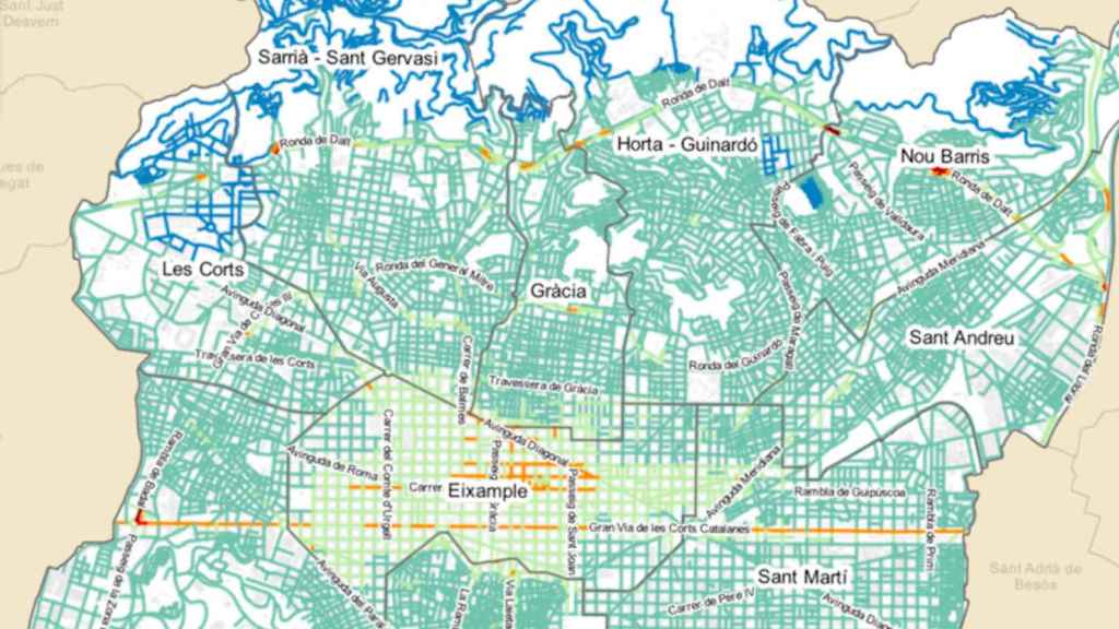 Mapa interactivo de los niveles de contaminación por calles en Barcelona / AJUNTAMENT DE BARCELONA